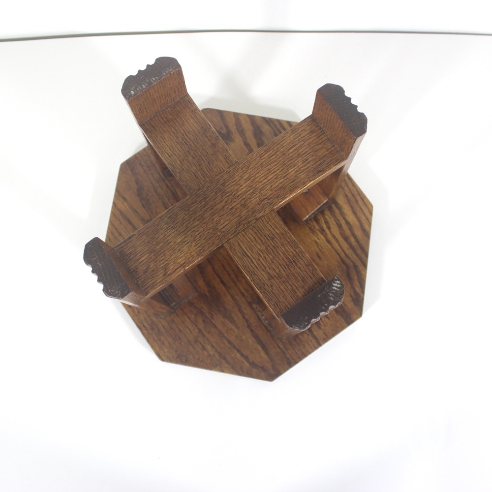 Vintage Oak Wood Octagonal Stool or Plant Stand - Picture 5 of 14